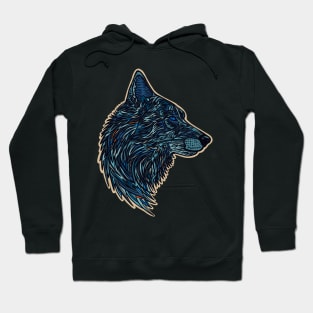 Wolf side profile design #2 - blue version Hoodie